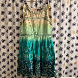 Anthropologie blue/green ombré dress - L